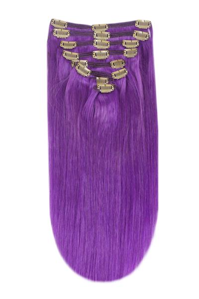 clip in hair extensions vibrant purple remy human hair