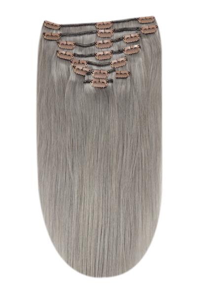 Silver grey human hair extensions clip in 